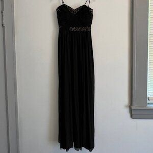 ecode 1.8 Strapless Black Beaded Long Formal Gown Dress- Size 2